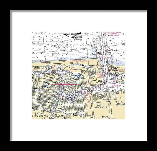 A beuatiful Framed Print of the Fort Lauderdale Port Everglades-Florida Nautical Chart by SeaKoast