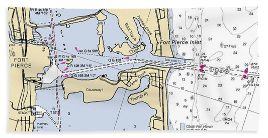 Fort Pierce-florida Nautical Chart - Bath Towel