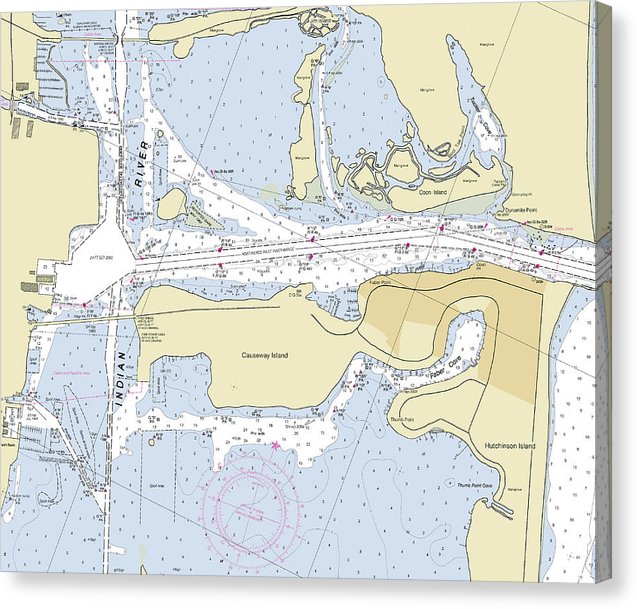 Fort Pierce Inlet Florida Nautical Chart Canvas Print