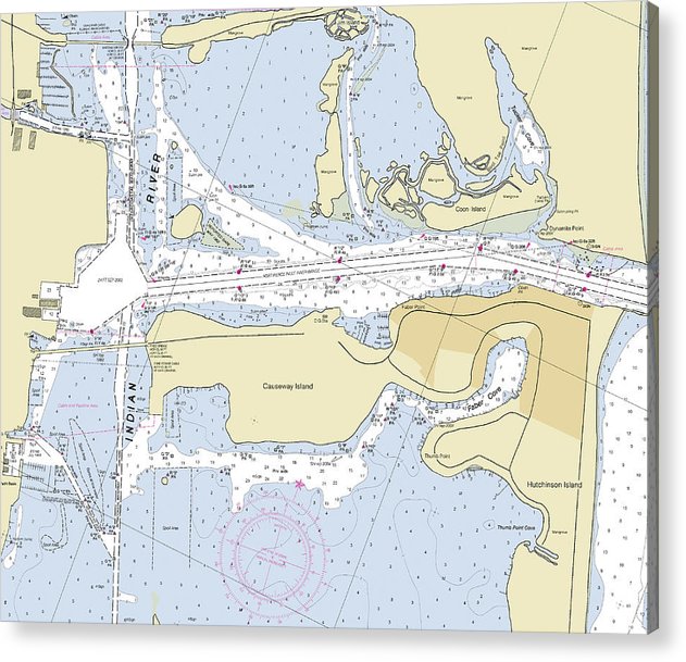 Fort Pierce Inlet Florida Nautical Chart  Acrylic Print