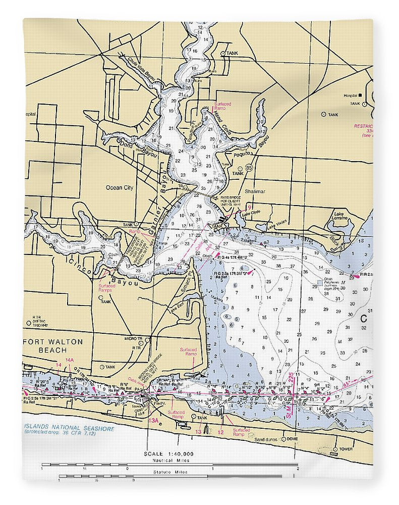 Fort Walton-florida Nautical Chart - Blanket