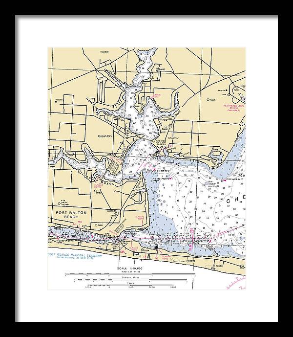 Fort Walton-florida Nautical Chart - Framed Print