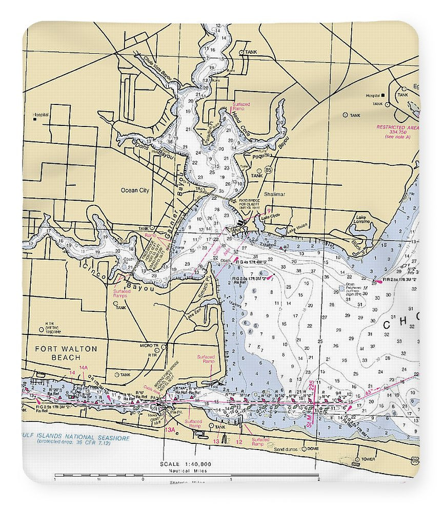 Fort Walton-florida Nautical Chart - Blanket