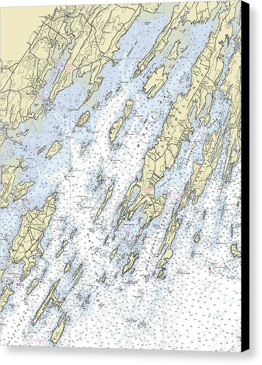 Freeport Maine Nautical Chart - Canvas Print