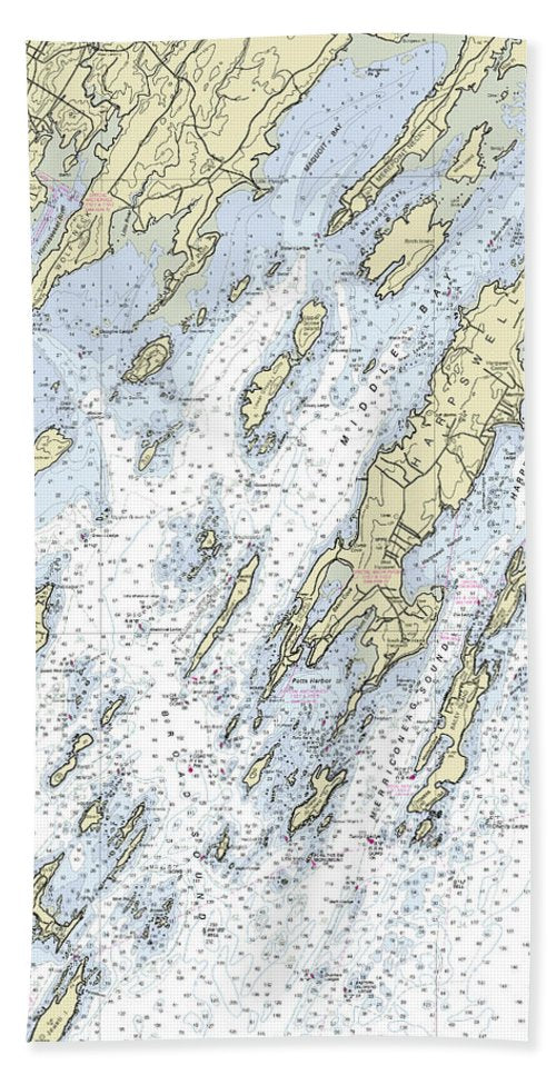 Freeport Maine Nautical Chart Bath Towel |SeaKoast