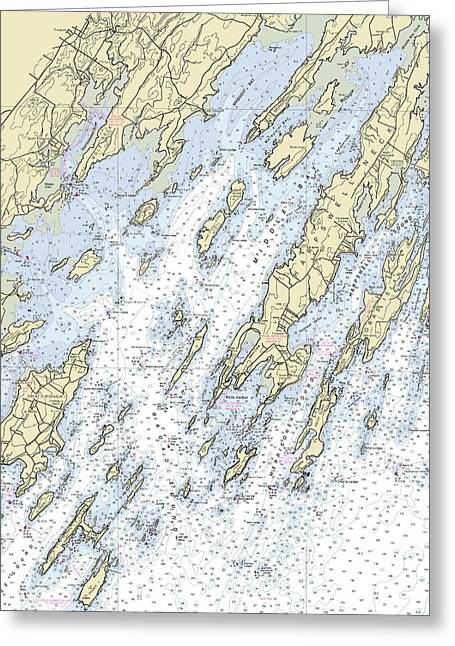 Freeport Maine Nautical Chart - Greeting Card