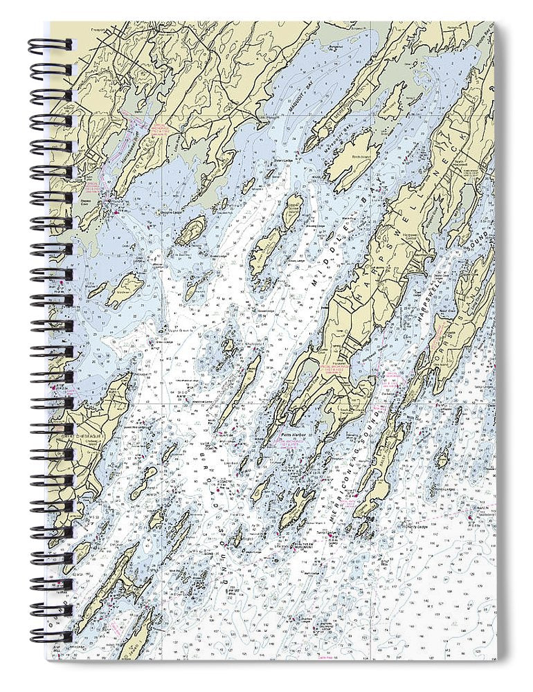 Freeport Maine Nautical Chart Spiral Notebook