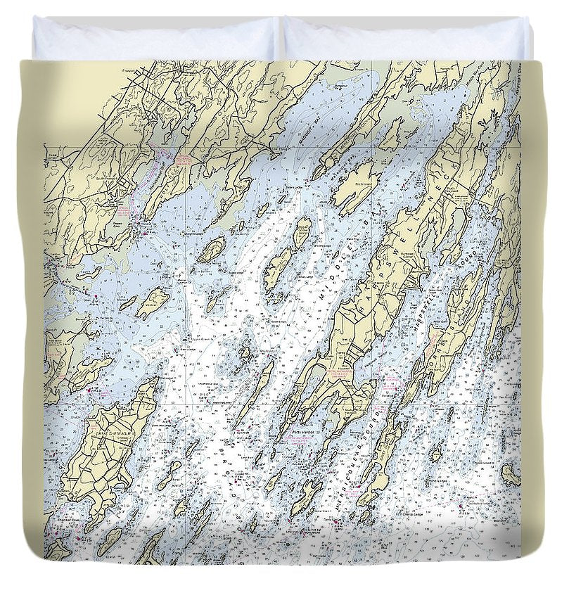 Freeport Maine Nautical Chart Duvet Cover