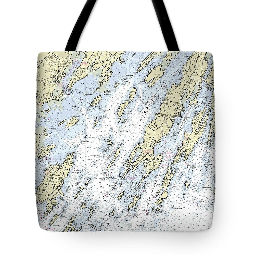 Freeport Maine Nautical Chart - Tote Bag