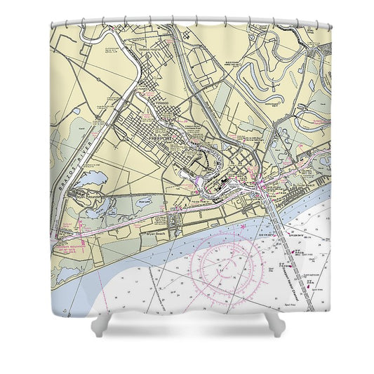 Freeport Texas Nautical Chart Shower Curtain