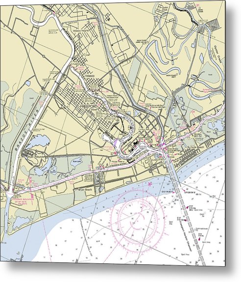 24" x 24" Freeport Texas Nautical Chart - Metal Print - SeaKoast