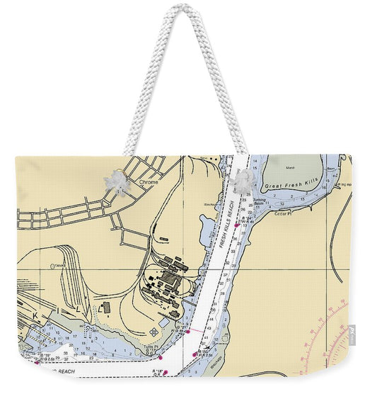 Fresh Kills-new Jersey Nautical Chart - Weekender Tote Bag