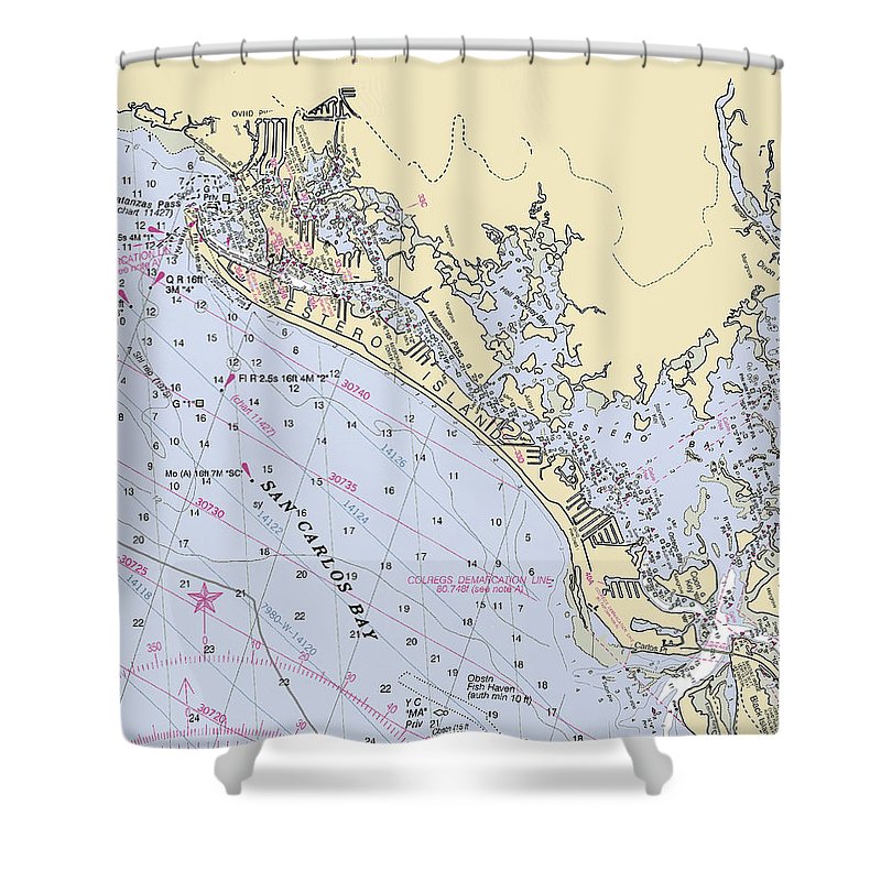 Ft Myers Beach Florida Nautical Chart Shower Curtain