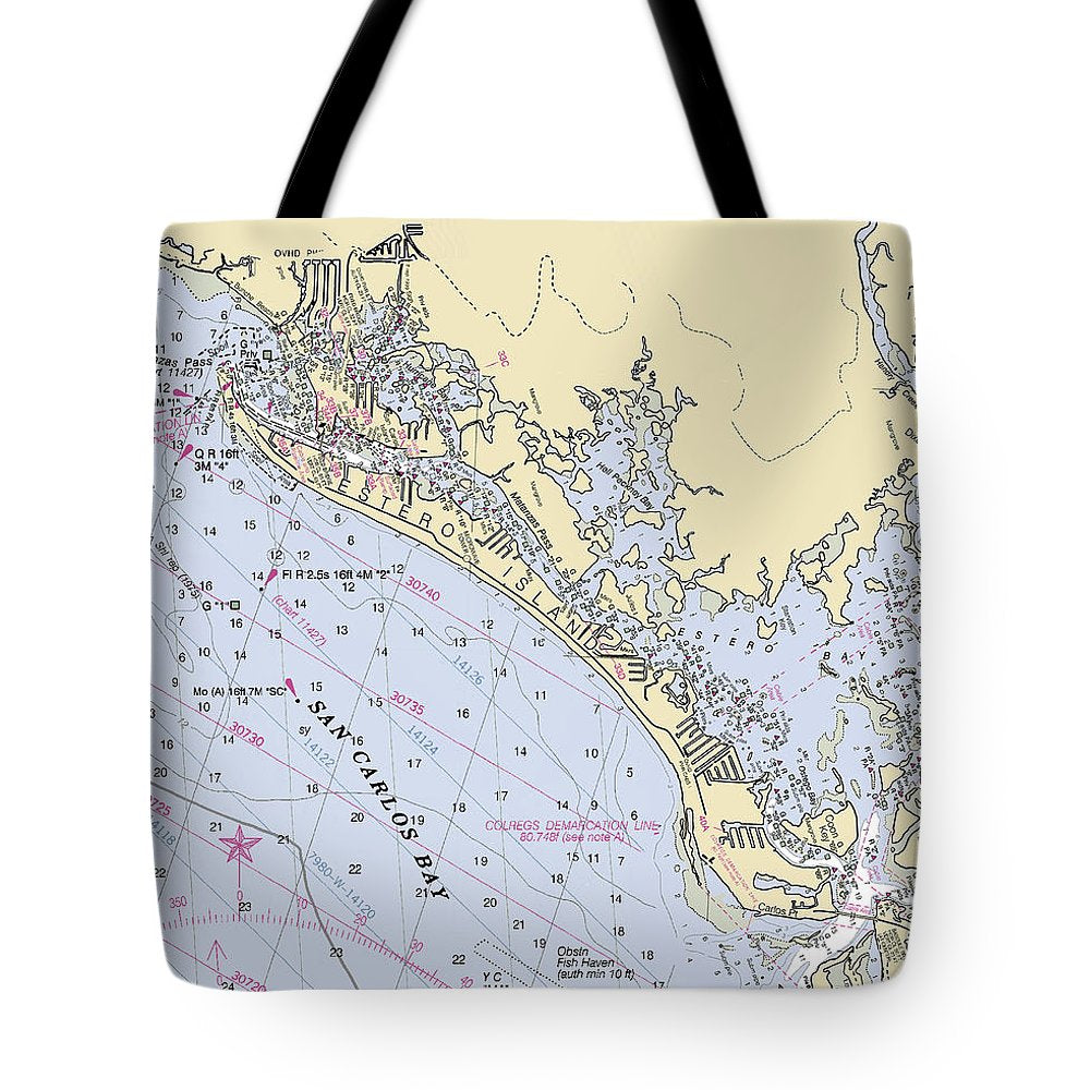 Ft Myers Beach-florida Nautical Chart - Tote Bag