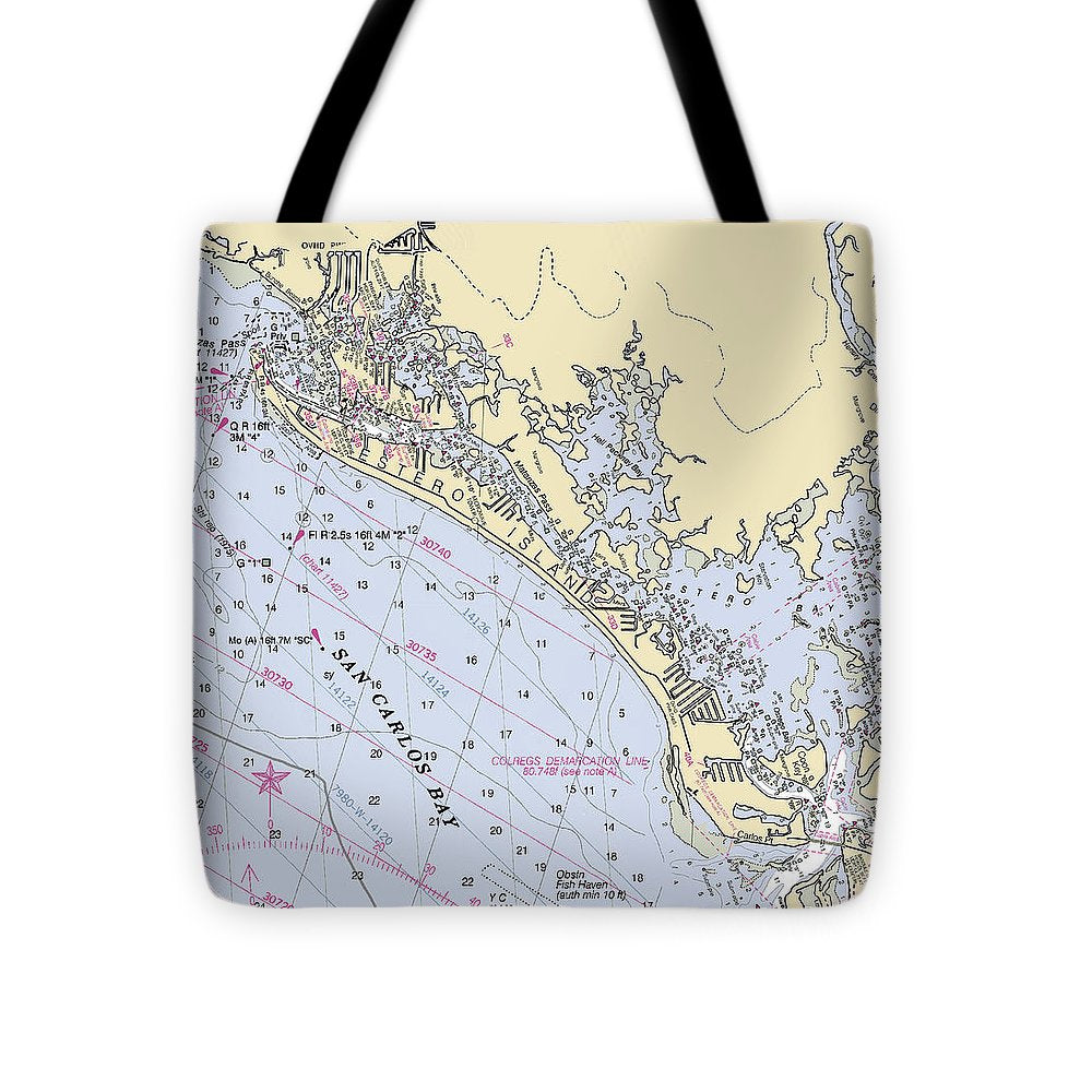 Ft Myers Beach-florida Nautical Chart - Tote Bag