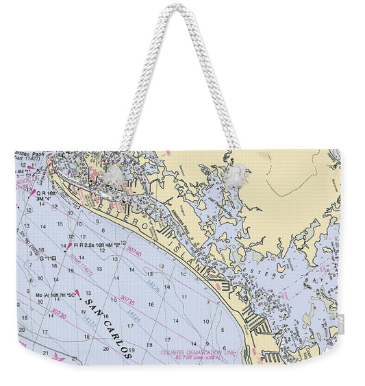 Ft Myers Beach-florida Nautical Chart - Weekender Tote Bag