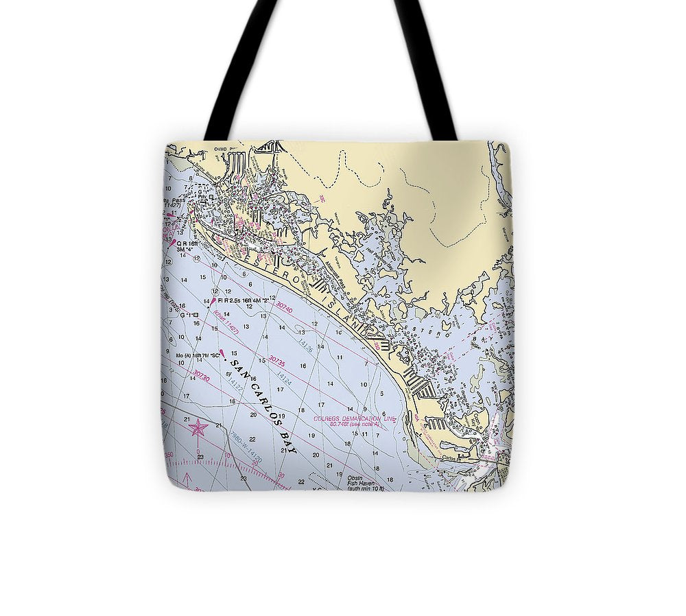 Ft Myers Beach Florida Nautical Chart Tote Bag