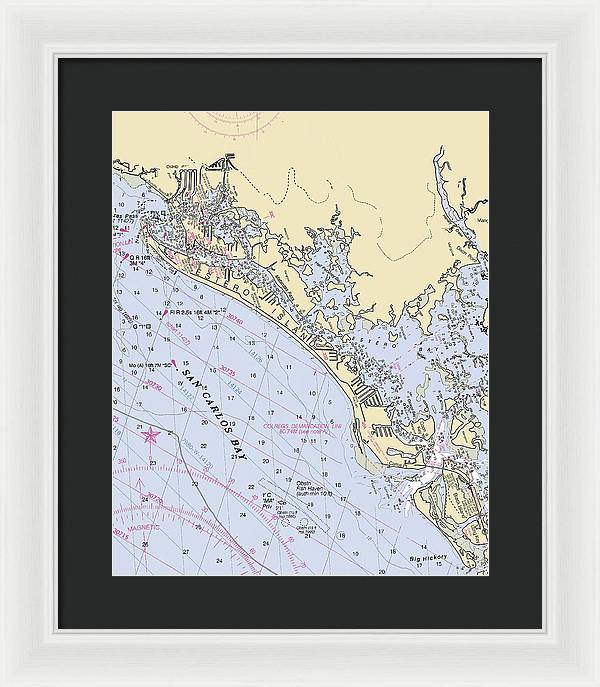 Ft-myers-beach -florida Nautical Chart _v6 - Framed Print