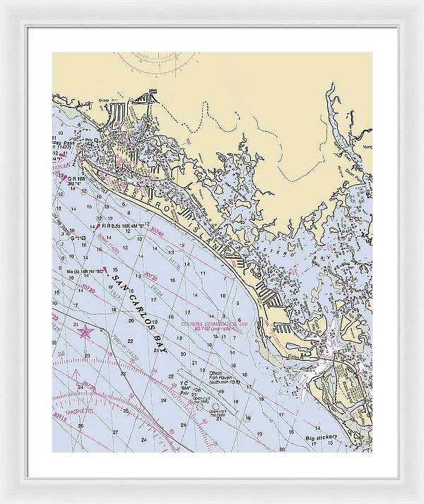 Ft-myers-beach -florida Nautical Chart _v6 - Framed Print