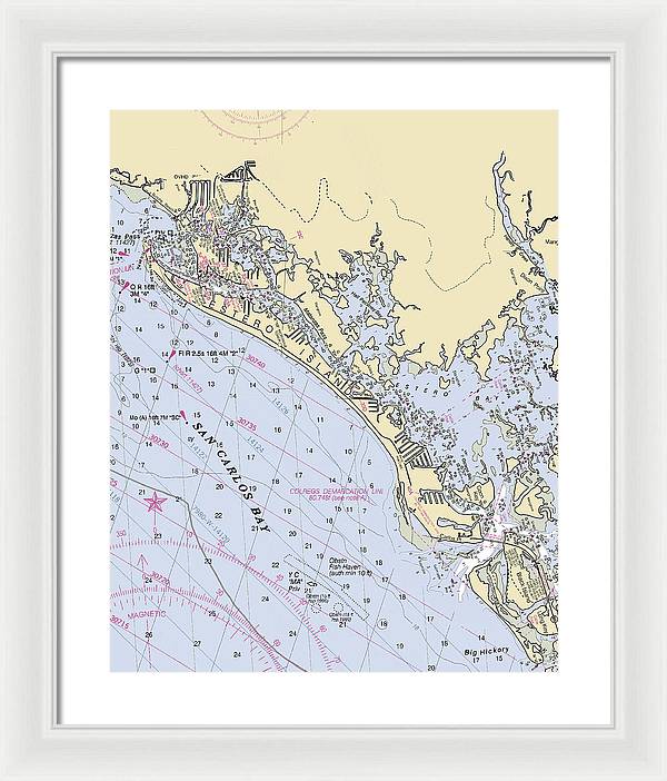 Ft-myers-beach -florida Nautical Chart _v6 - Framed Print