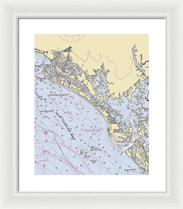 Ft-myers-beach -florida Nautical Chart _v6 - Framed Print