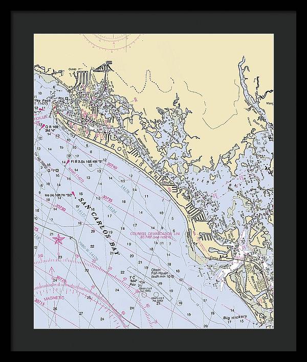 Ft-myers-beach -florida Nautical Chart _v6 - Framed Print