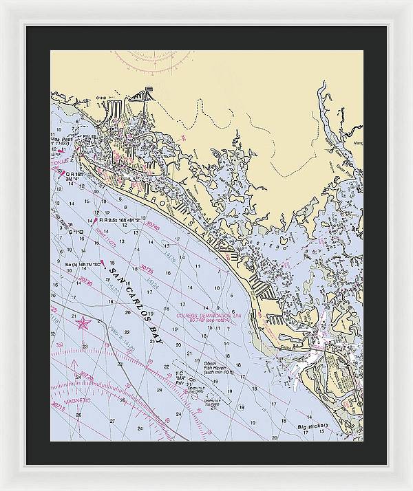 Ft-myers-beach -florida Nautical Chart _v6 - Framed Print