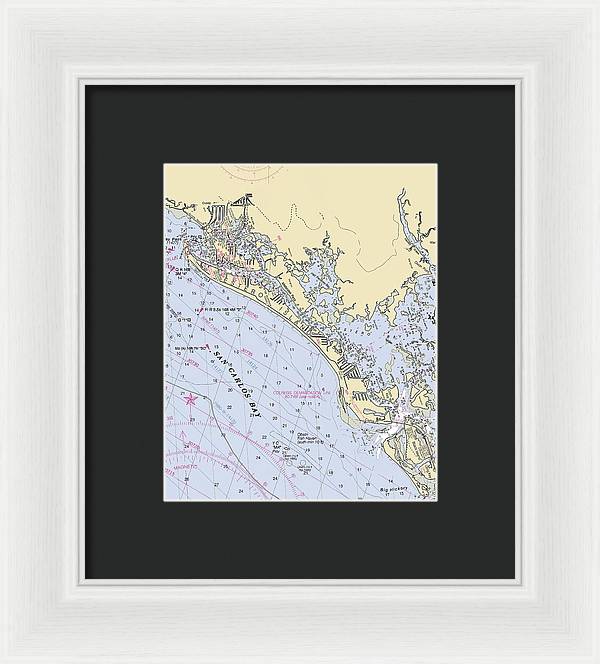 Ft-myers-beach -florida Nautical Chart _v6 - Framed Print