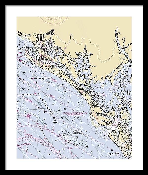 Ft-myers-beach -florida Nautical Chart _v6 - Framed Print