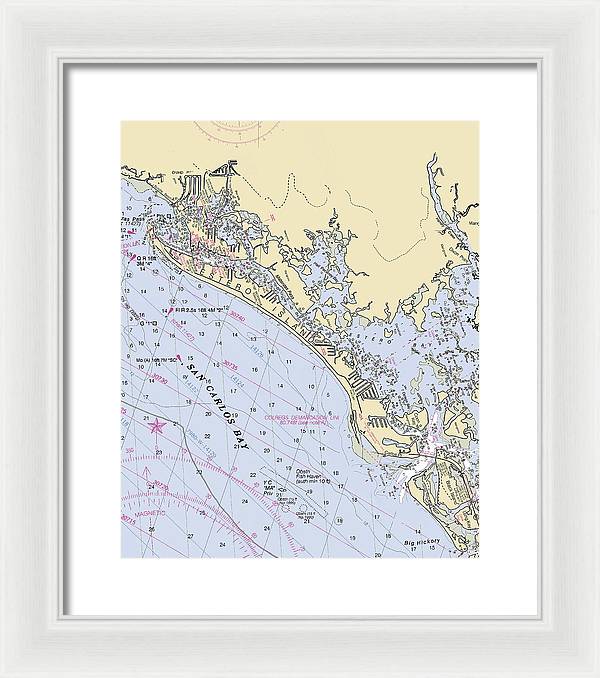 Ft-myers-beach -florida Nautical Chart _v6 - Framed Print