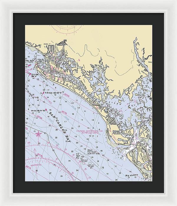 Ft-myers-beach -florida Nautical Chart _v6 - Framed Print