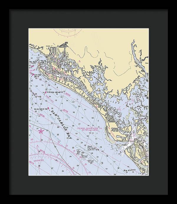 Ft-myers-beach -florida Nautical Chart _v6 - Framed Print