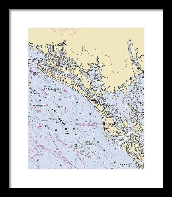 Ft-myers-beach -florida Nautical Chart _v6 - Framed Print