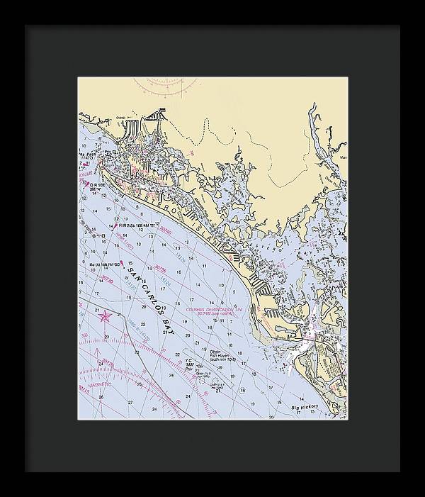 Ft-myers-beach -florida Nautical Chart _v6 - Framed Print