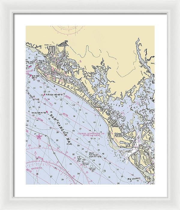 Ft-myers-beach -florida Nautical Chart _v6 - Framed Print