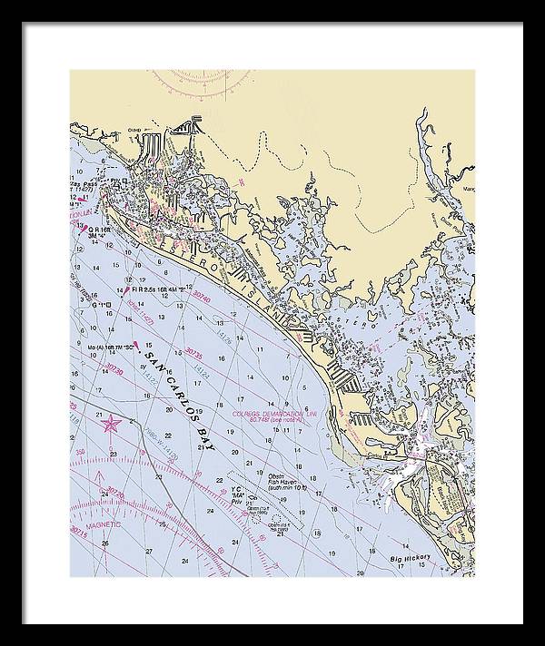 Ft-myers-beach -florida Nautical Chart _v6 - Framed Print