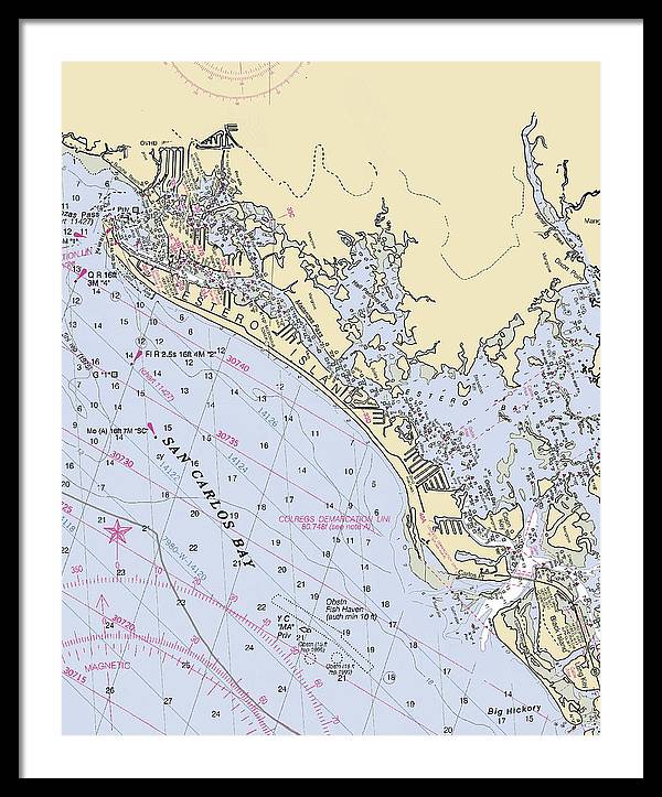 Ft-myers-beach -florida Nautical Chart _v6 - Framed Print