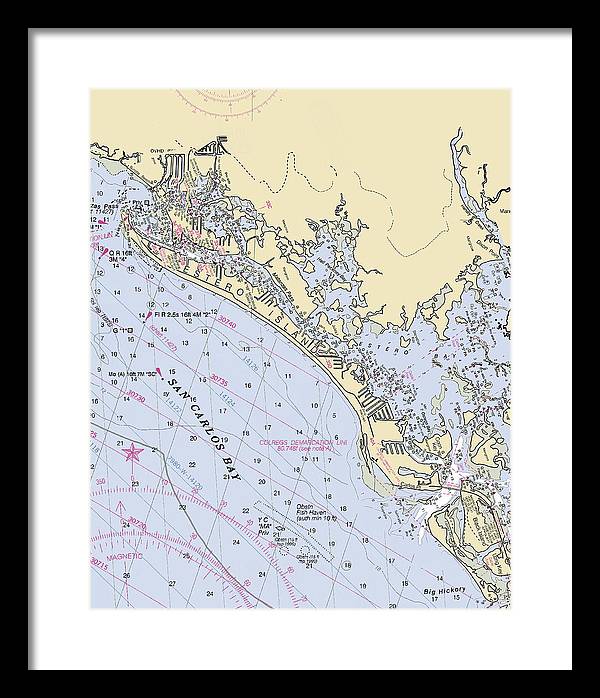 Ft-myers-beach -florida Nautical Chart _v6 - Framed Print