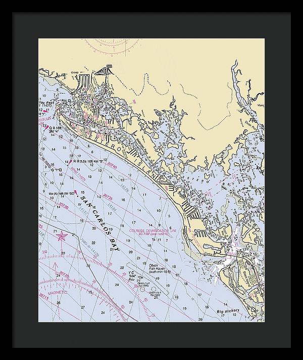 Ft-myers-beach -florida Nautical Chart _v6 - Framed Print