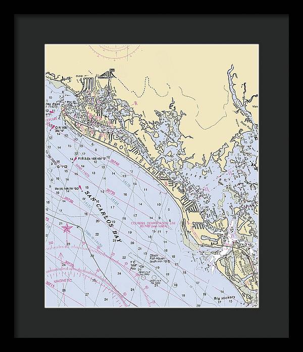 Ft-myers-beach -florida Nautical Chart _v6 - Framed Print