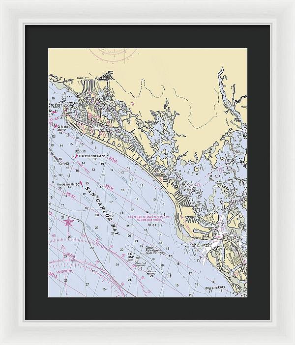 Ft-myers-beach -florida Nautical Chart _v6 - Framed Print