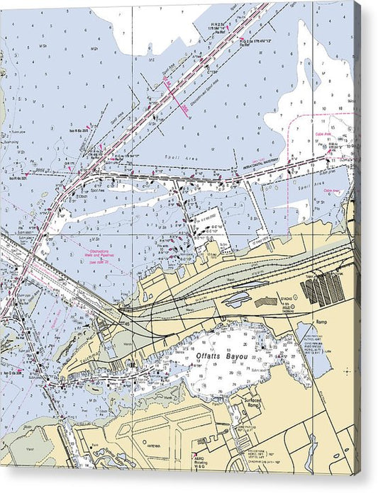 Galveston And Offatts Bayou-Texas Nautical Chart  Acrylic Print