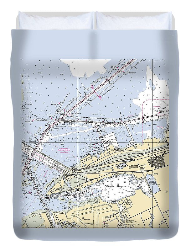 Galveston And Offatts Bayou-texas Nautical Chart - Duvet Cover