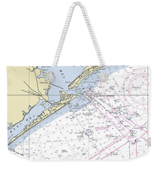 Galveston Entrance Texas Nautical Chart - Weekender Tote Bag