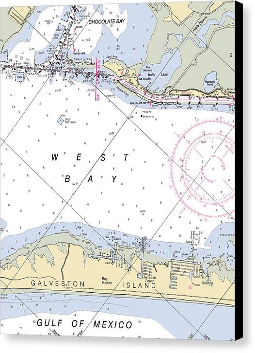 Galveston Terramar Beach-texas Nautical Chart - Canvas Print