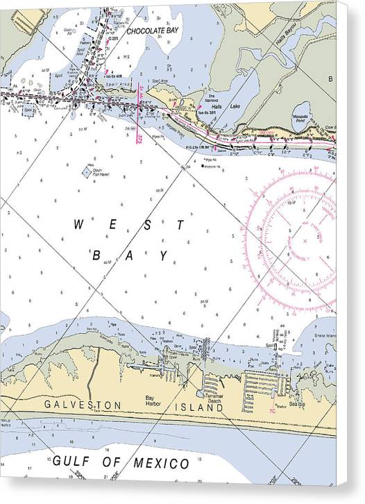 Galveston Terramar Beach-texas Nautical Chart - Canvas Print