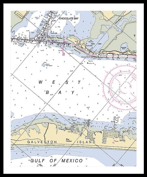 Galveston Terramar Beach-texas Nautical Chart - Framed Print