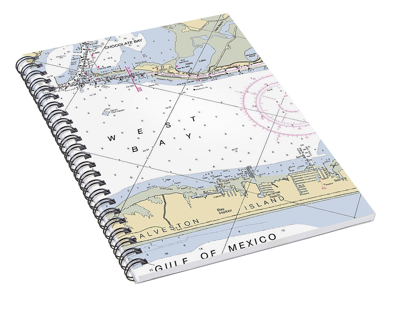 Galveston Terramar Beach-texas Nautical Chart - Spiral Notebook