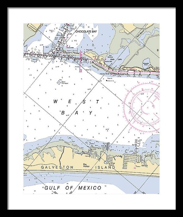 Galveston Terramar Beach-texas Nautical Chart - Framed Print