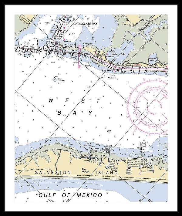 Galveston Terramar Beach-texas Nautical Chart - Framed Print